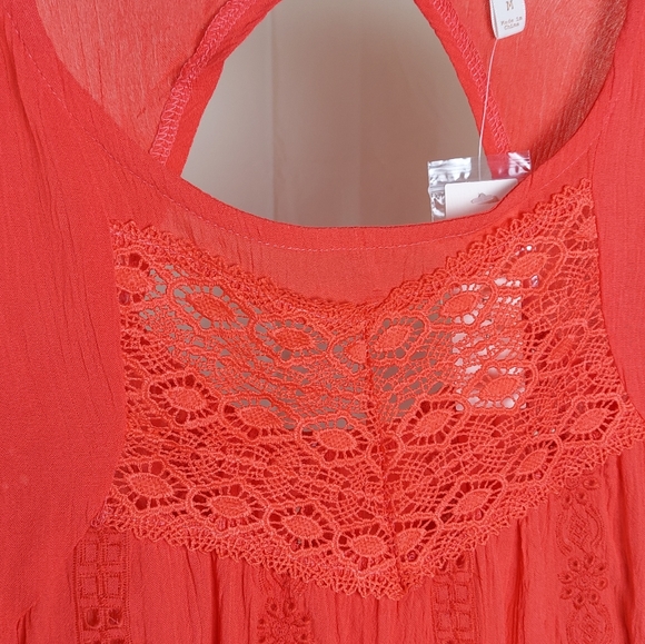 NWT Boho Tunic Embroidered Open Back Adiva Size Medium - Picture 6 of 16